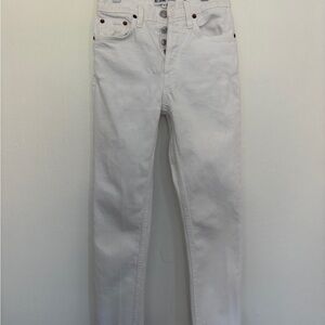 Re/Done Classic White high rise ankle crop jeans